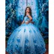 Off Shoulder Blue Quinceanera Dress Lace Appliques Sweetheart Neck Ball Gown Vestidos De Noche Party Dress