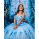 Off Shoulder Blue Quinceanera Dress Lace Appliques Sweetheart Neck Ball Gown Vestidos De Noche Party Dress