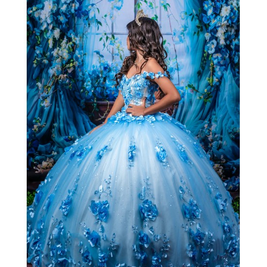 Off Shoulder Blue Quinceanera Dress Lace Appliques Sweetheart Neck Ball Gown Vestidos De Noche Party Dress