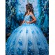 Off Shoulder Blue Quinceanera Dress Lace Appliques Sweetheart Neck Ball Gown Vestidos De Noche Party Dress