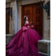 Off Shoulder Burgundy Quinceanera Dresses Princess Sweet 15 16 Years Old Birthday Prom Party Gowns customized