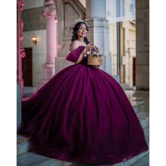 Off Shoulder Burgundy Quinceanera Dresses Princess Sweet 15 16 Years Old Birthday Prom Party Gowns customized