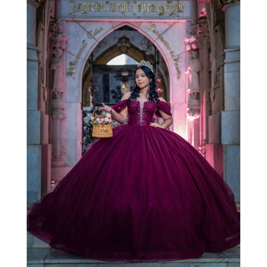 Off Shoulder Burgundy Quinceanera Dresses Princess Sweet 15 16 Years Old Birthday Prom Party Gowns customized