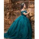 Off Shoulder Emerald Green Quinceanera Dress Sweetheart Neck Vestidos De 15 Anos Lace Appliques 15TH Birthday Dress