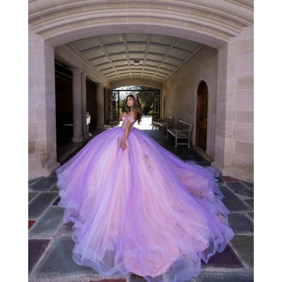 Off Shoulder Lilac Quince Dress Lace Appliques Sweet 15 Prom Party Gowns Sweetheart Neck Vestidos De 15 Anos