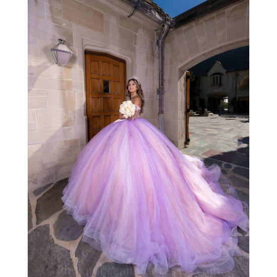 Off Shoulder Lilac Quince Dress Lace Appliques Sweet 15 Prom Party Gowns Sweetheart Neck Vestidos De 15 Anos