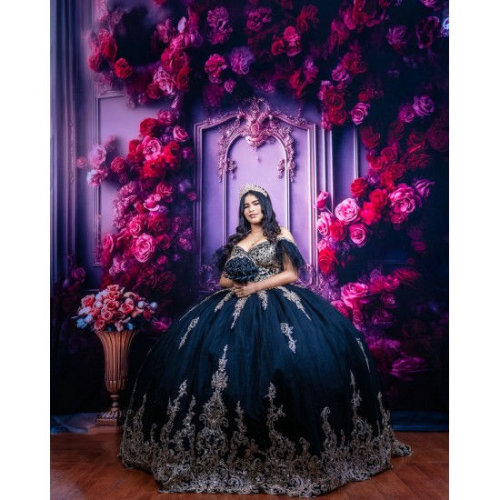 Off Shoulder Navy Blue Quinceanera Dress Birthday Party Gowns Lace Appliques Sweetheart Neck Vestidos De 15 Anos