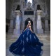 Off Shoulder Navy Blue Quinceanera Dress Sweet 15 Gowns Lace Appliques Wear Pageant Sweetheart Neck 2024 Ball Gown Princess Dresses