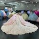 Beading Vestidos De 15 Anos Off Shoulder Pink Quinceanera Dress Sequin Instagram Gowns Lace Appliques Princess Dress With Cathedral Train