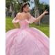 Off Shoulder Pink Quinceanera Dress Sweetheart Neck Vestidos De 15 Anos Lace Appliques Girl Women Dress