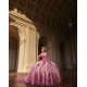 Off Shoulder Pink Quinceanera Dresses Pearl Sweetheart Neck Lace Appliques 15 Dress