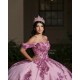 Off Shoulder Pink Quinceanera Dresses Pearl Sweetheart Neck Lace Appliques 15 Dress