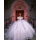 Off Shoulder Quince Dress Pink Vestidos De 15 Anos Sweetheart Neck Birthday Party Dress With Flowers