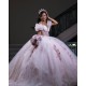 Off Shoulder Quince Dress Pink Vestidos De 15 Anos Sweetheart Neck Birthday Party Dress With Flowers