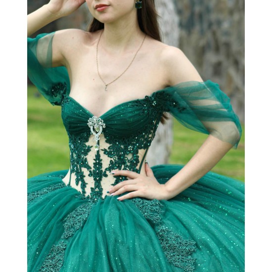 Off Shoulder Quinceanera Dress Sweetheart Neck Sweet 15 Gowns Green Vestidos De 15 Anos