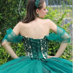 Off Shoulder Quinceanera Dress Sweetheart Neck Sweet 15 Gowns Green Vestidos De 15 Anos