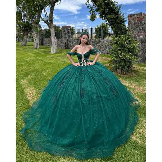 Off Shoulder Quinceanera Dress Sweetheart Neck Sweet 15 Gowns Green Vestidos De 15 Anos