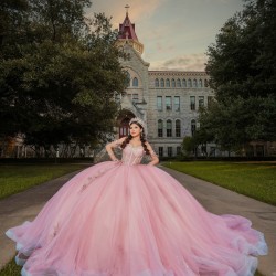 Off Shoulder Vestidos De 15 Anos Pink Quince Dress Sweetheart Neck Crystal Vestidos De XV Anos