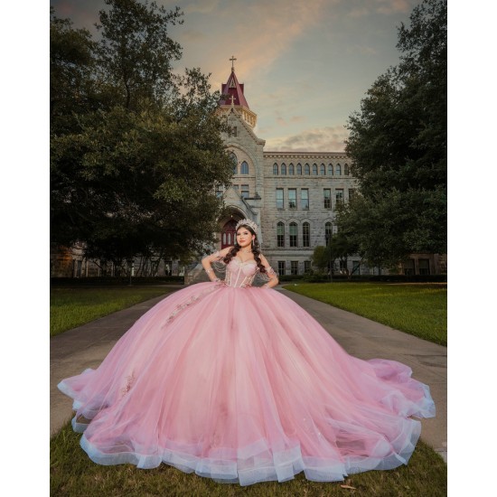 Off Shoulder Vestidos De 15 Anos Pink Quince Dress Sweetheart Neck Crystal Vestidos De XV Anos