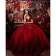 Off Shoulder Vestidos De 15 Anos Red Quinceanera Dress Sweetheart Neck Sweet 15 Prom Party Dresses With 3D Flowers