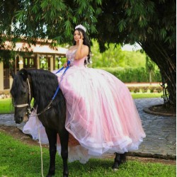 Pink Quince Dress Sleeveless Wear Pageant Lace Appliques Birthday Party Robe Sweetheart Neck Vestidos De 15 Anos