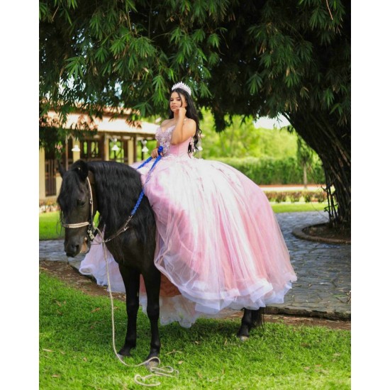 Pink Quince Dress Sleeveless Wear Pageant Lace Appliques Birthday Party Robe Sweetheart Neck Vestidos De 15 Anos