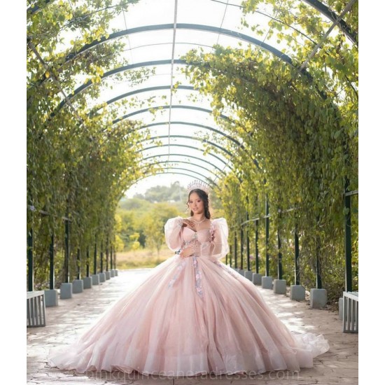 Pink Quince Dress Sweetheart Wear Pageant Lace Appliques Women 2024 Ball Gown Detachable Vestidos De 15 Anos