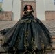 Princess Black Quinceanera Dress 2024 Sweetheart Neck Vestido De 15 Anos Off Shoulder Sweet 16 Ball Gown