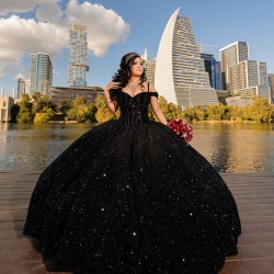 Princess Black Sweet 15 Dress Off Shoulder Ballgown Quinceanera Dress 2024 Cocktail Dresses Vestidos De Baile Ball Gown