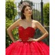 Cape Sleeve 15 Anos Red Quince Dress Crystal Sweetheart Neck Women 2024 Ball Gown Lace Appliques Pearl Girl Birthday Gowns