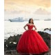 Sweetheart Neck Vestidos De 15 Anos Red Quince Dress Off Shoulder Wear Pageant Lace Appliques Sequin Women 2024 Ball Gown 