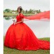 Sweetheart Neck Vestidos De 15 Anos Red Quince Dress Off Shoulder Wear Pageant Lace Appliques Sequin Women 2024 Ball Gown 