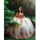 Off Shoulder Rose Gold Quince Dress Detachable Wear Pageant Birthday Party Robe Sweetheart Neck Vestidos De 15 Anos