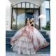 Rose Gold Quince Dress Sequin Detachable Girls Ball Gown Sweet 16 Dresses Sweetheart Neck Lace Appliques Women 2024 Ball Gown