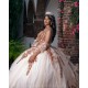 Rose Gold Quince Dress Sweetheart Wear Pageant Lace Appliques Women 2024 Ball Gown Detachable Vestidos De 15 Anos