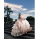 Rose Gold Quince Dress Sweetheart Wear Pageant Lace Appliques Women 2024 Ball Gown Detachable Vestidos De 15 Anos