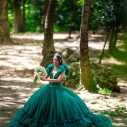 Ruffled Green Quinceanera Dress Sweetheart Neck Vestidos De 15 Anos Sleeveless Girl Women Dress