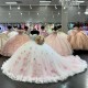 Ruffled Pink On White Quinceanera Dress Sleeveless Sweet 15 Gowns Sweetheart Neck Vestidos De 15 Anos