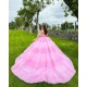 Ruffled Pink Quinceanera Dress Off Shoulder Birthday Party Gowns Sweetheart Neck Vestidos De 15 Anos