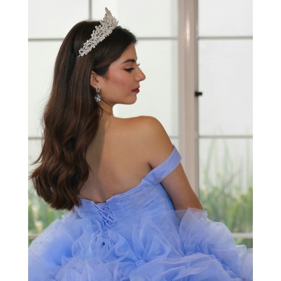 Ruffled Sky Blue Quinceanera Dress Off Shoulder Vestidos De 15 Anos Sweetheart Neck Birthday Party Dress