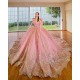 Sequin Quince Dress Crystal Pink Vestidos De 15 Anos Sweetheart Neck Vestidos De XV Anos