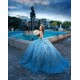 Sweetheart Neck Sky Blue Quince Dress Vestidos De 15 Anos Off Shoulder 3D Flowers Women 2024 Ball Gown With Bow