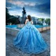 Sweetheart Neck Sky Blue Quince Dress Vestidos De 15 Anos Off Shoulder 3D Flowers Women 2024 Ball Gown With Bow