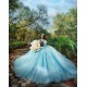 Off Shoulder Sky Blue Quince Dress Sweetheart Neck Vestidos De 15 Anos Wear Pageant 3D Flowers Women 2024 Ball Gown