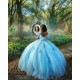 Off Shoulder Sky Blue Quince Dress Sweetheart Neck Vestidos De 15 Anos Wear Pageant 3D Flowers Women 2024 Ball Gown