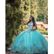 Sleeveless Aqua Quince Dress 3D Flowers Ball Gown Sweetheart Neck Birthday Party Gowns Customized