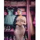 Sleeveless Pink Mermaid Prom Dresses Sequin V Neck Evenning Dress