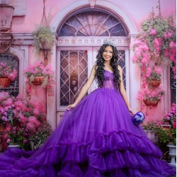 Sleeveless Purple Quinceanera Dress Sweetheart Neck Vestidos De 15 Anos Ruffled 15TH Birthday Dress