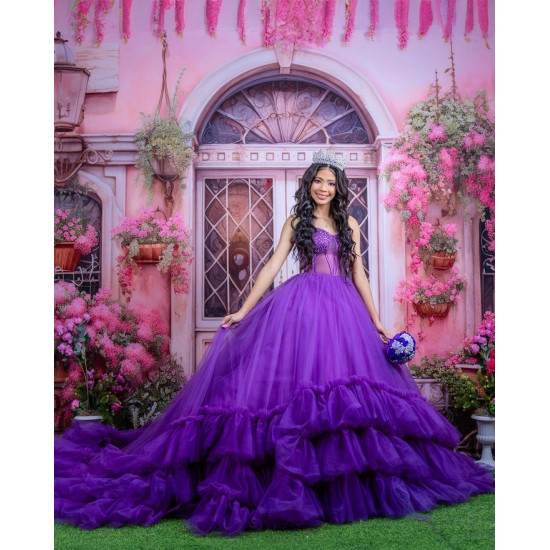 Sleeveless Purple Quinceanera Dress Sweetheart Neck Vestidos De 15 Anos Ruffled 15TH Birthday Dress