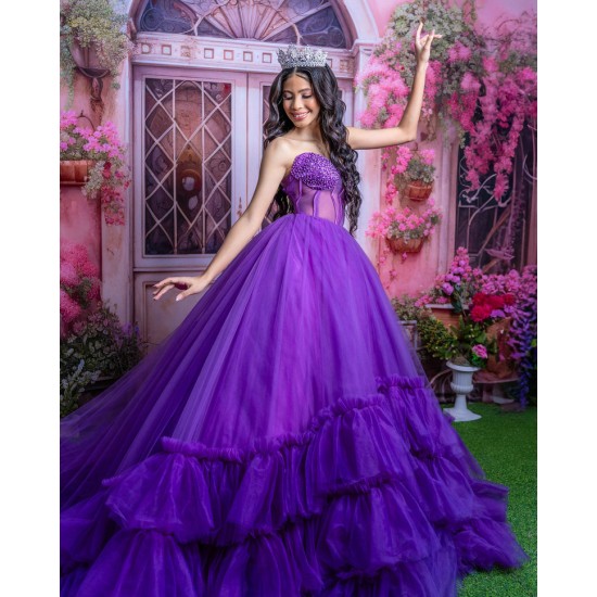 Sleeveless Purple Quinceanera Dress Sweetheart Neck Vestidos De 15 Anos Ruffled 15TH Birthday Dress